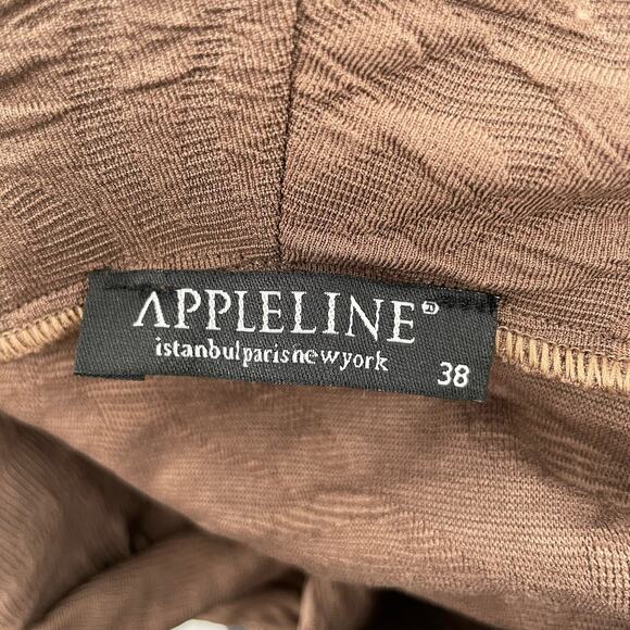 Brown Textured Top Short Sleeve Blouse Floral Swirl 3D Stretchy Corpcore Size 38 - Picture 4 of 7